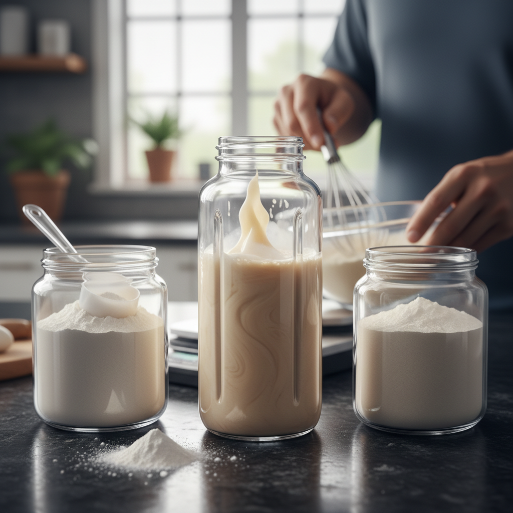 Is it acceptable to substitute a commercial whey–casein blend with a homemade mix of separate whey and casein powders?